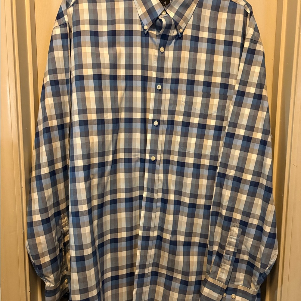 Jos. A. Bank Blue and White Plaid Casual Shirt